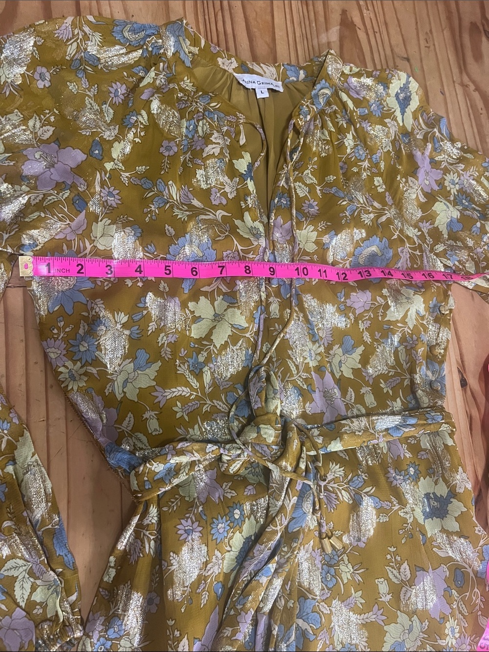 Karina Grimaldi Mustard Floral V-Neck Maxi Dress - Picture 12 of 15